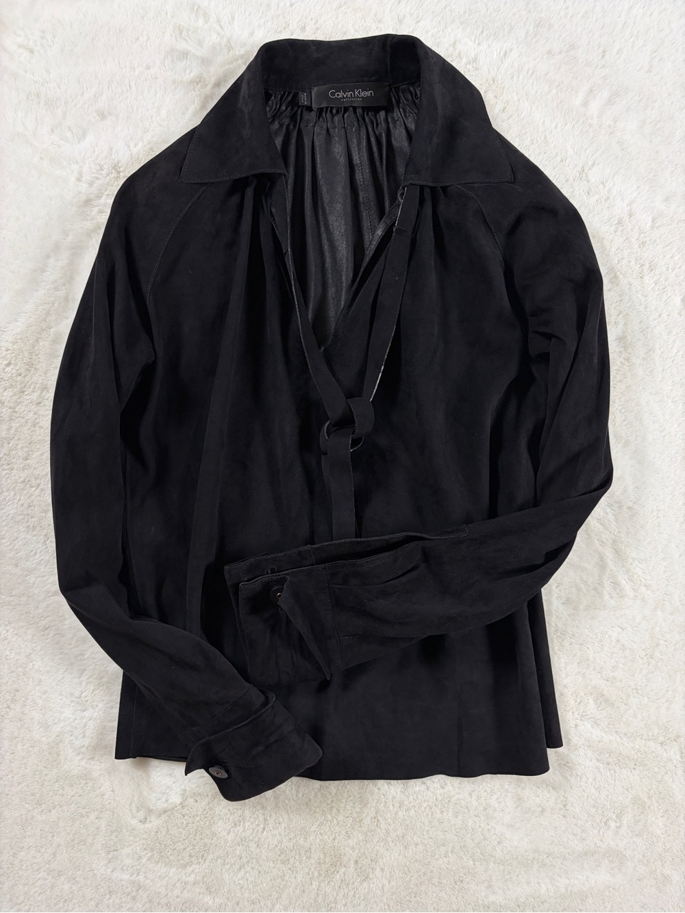 Calvin Klein Collection Vintage Black Lambskin Suede Top